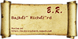 Bajkó Richárd névjegykártya